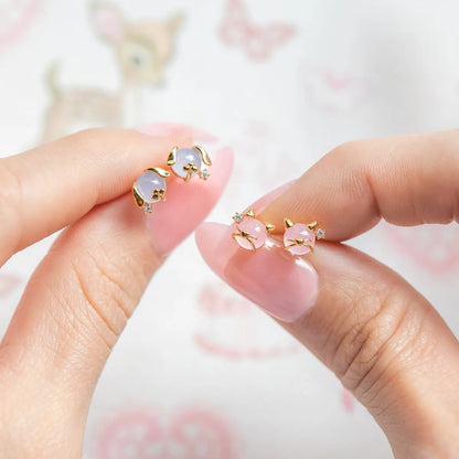 Fashion Animal Brass Artificial Gemstones Earrings Ear Studs