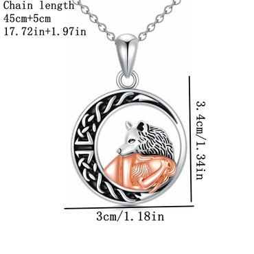 Retro Artistic Wolf Alloy Hollow Out Silver Plated Women's Pendant Necklace