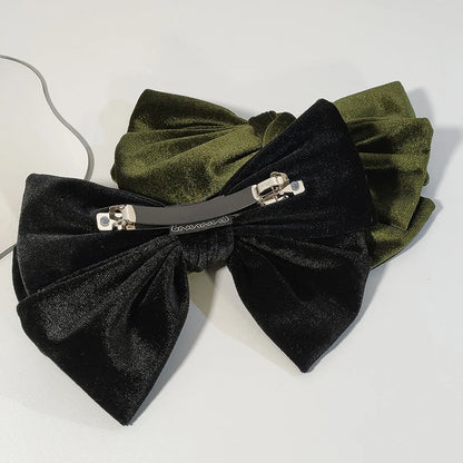 Retro Back Head Spring Clip Top Clip Fashionable Bow Velvet Headdress