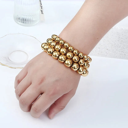 Retro Ball Solid Color Stainless Steel Bracelets In Bulk