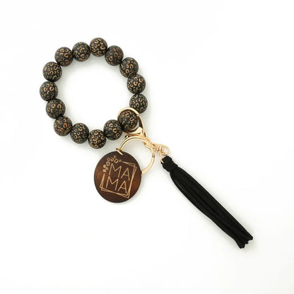 Retro Ball Wood Beaded Unisex Bag Pendant Keychain