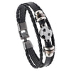 Retro Baseball Basketball Football Pu Leather Alloy Braid Men'S Bracelets