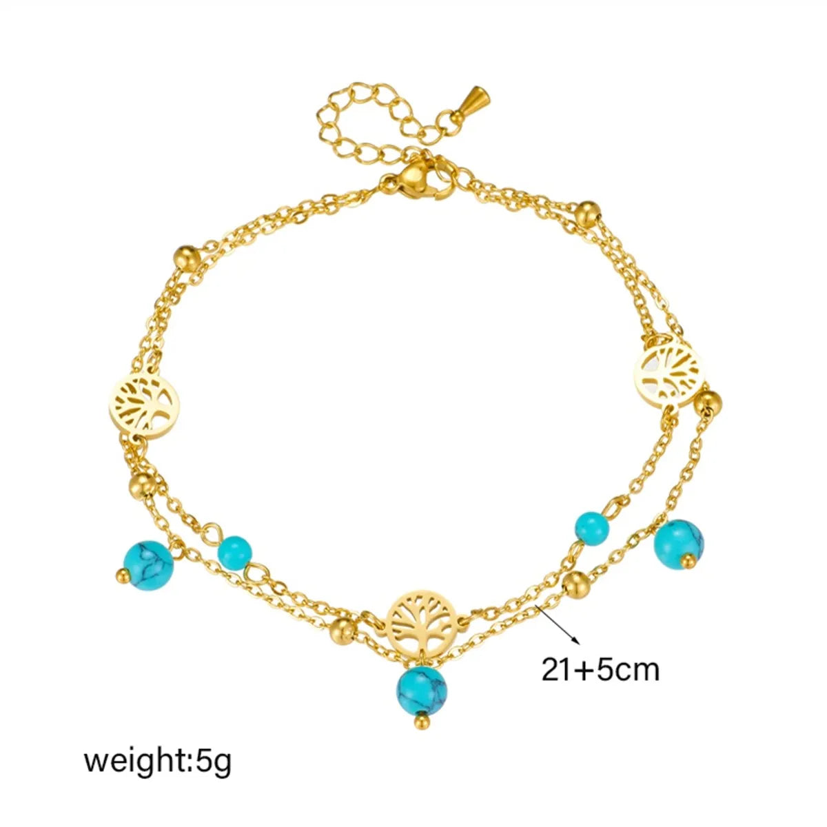 Retro Beach Round Titanium Steel Plating 18k Gold Plated Women's Anklet