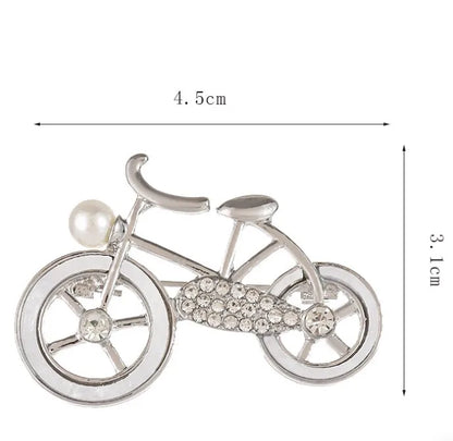 Retro Bicycle Zinc Alloy Plating Inlay Rhinestones Pearl Unisex Brooches