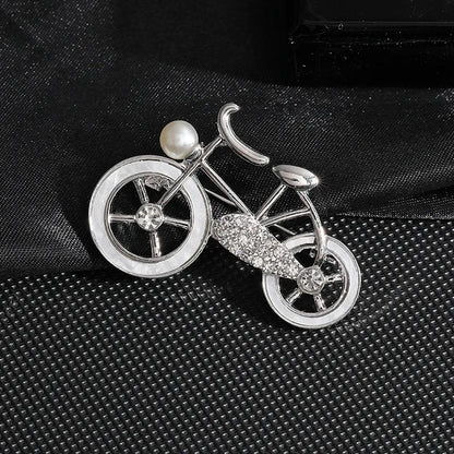 Retro Bicycle Zinc Alloy Plating Inlay Rhinestones Pearl Unisex Brooches