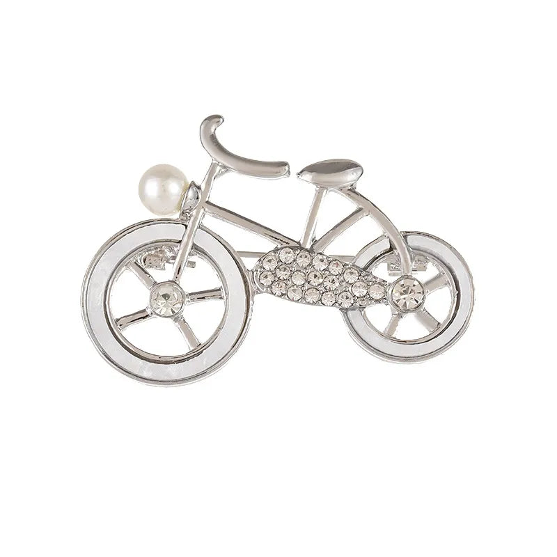 Retro Bicycle Zinc Alloy Plating Inlay Rhinestones Pearl Unisex Brooches