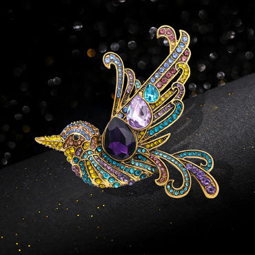 Retro Bird Alloy Plating Inlay Rhinestones Unisex Brooches