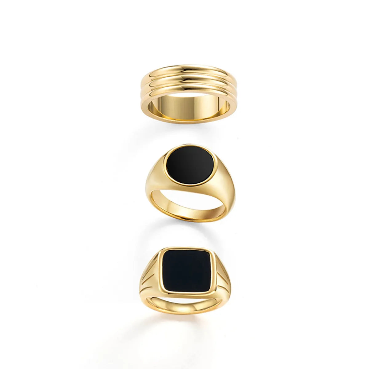 Retro Black Oil Dripping Stainless Steel Ring New Simple Rings