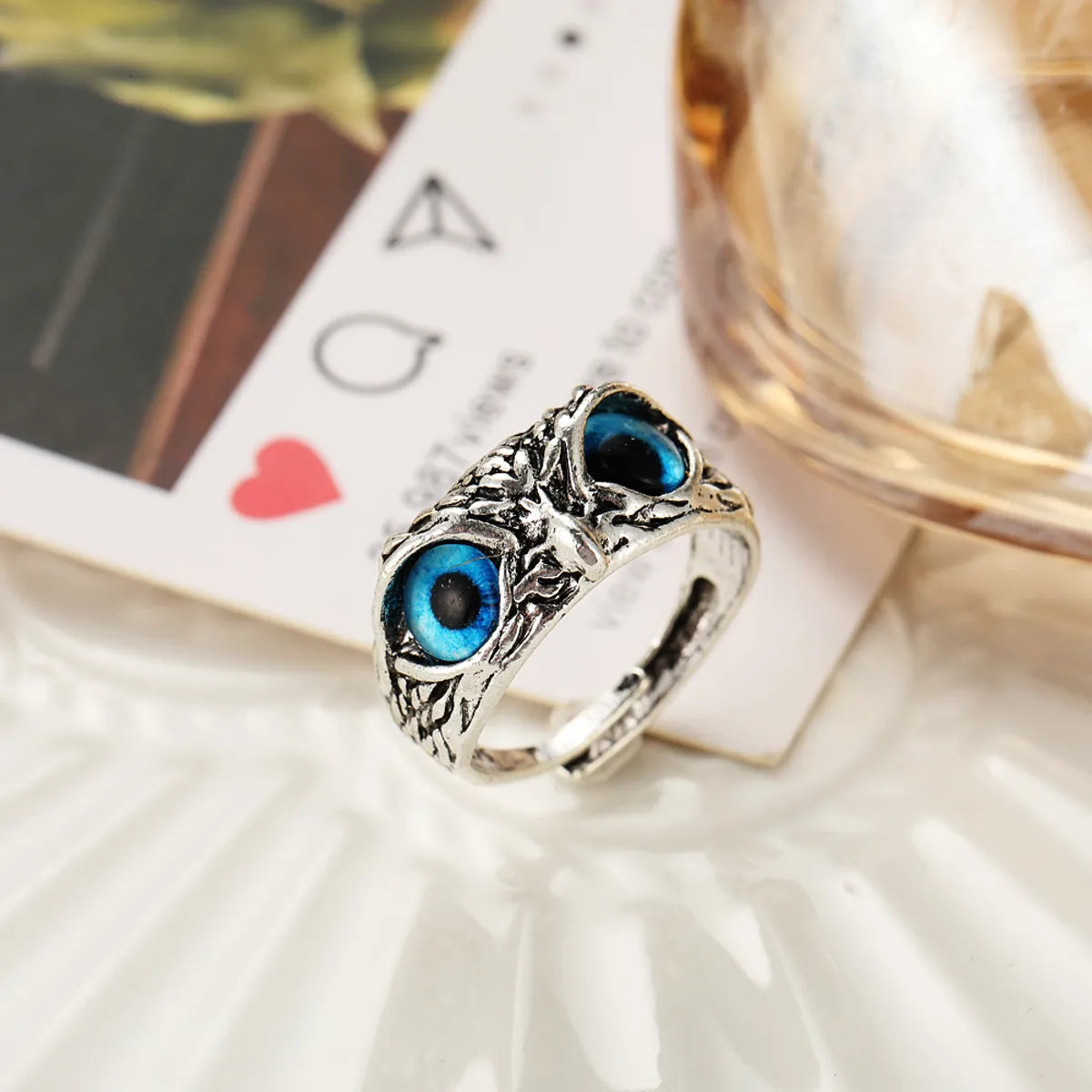 Retro Blue Eyed Owl Open Ring Wholesale