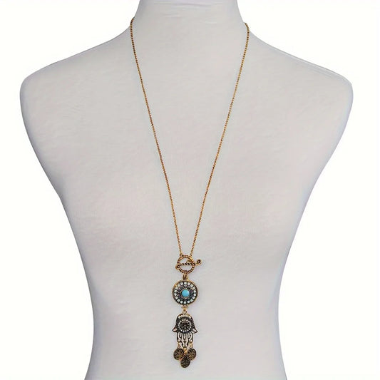 Retro Bohemian Geometric Alloy Plating Women's Sweater Chain Long Necklace