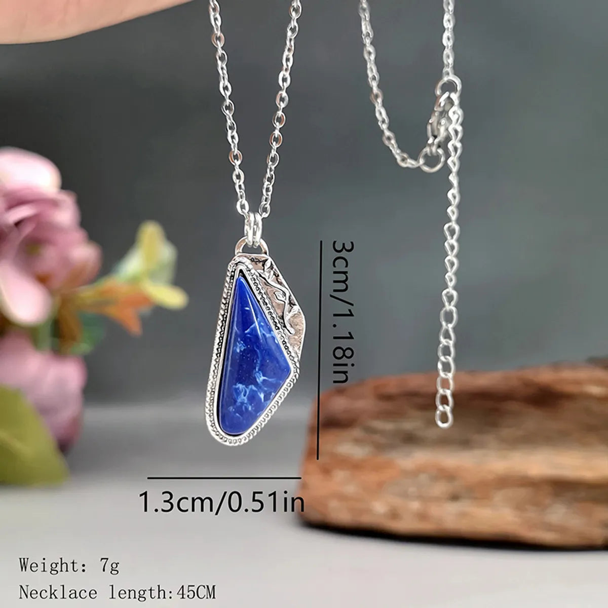 Retro Bohemian Irregular Alloy Inlay Turquoise Women'S Pendant Necklace