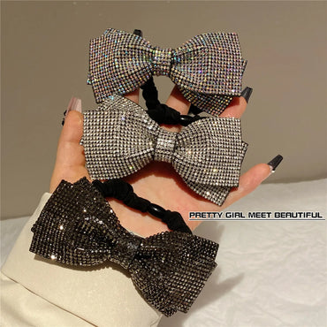 Retro Bow Knot Rhinestone Hair Tie