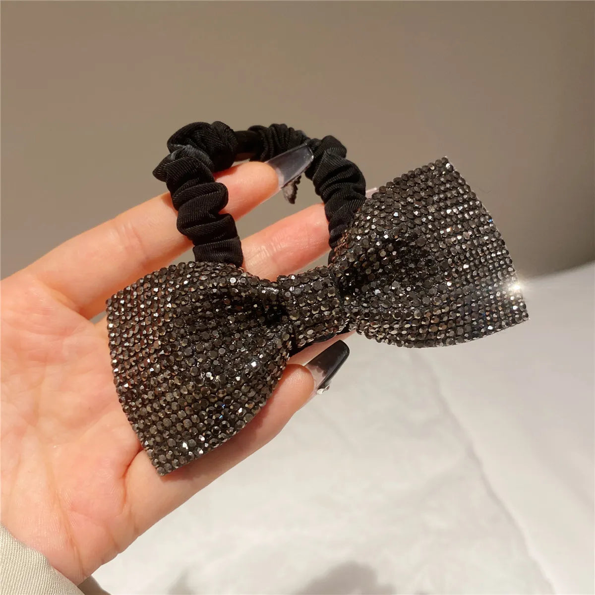 Retro Bow Knot Rhinestone Hair Tie