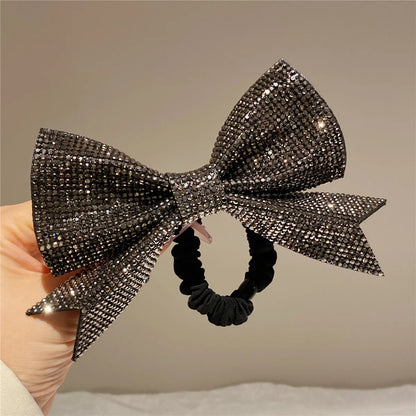 Retro Bow Knot Rhinestone Hair Tie