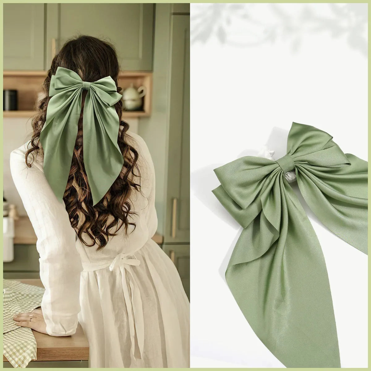 Women'S Retro Bow Knot Satin Material Handmade Hair Clip