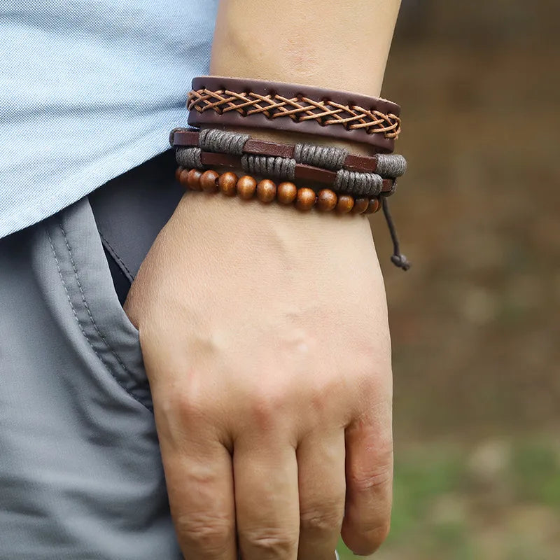 Retro  Braided Brown  Leather Bracelet