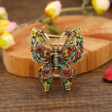 Retro Butterfly Alloy Inlay Rhinestones Hair Clip