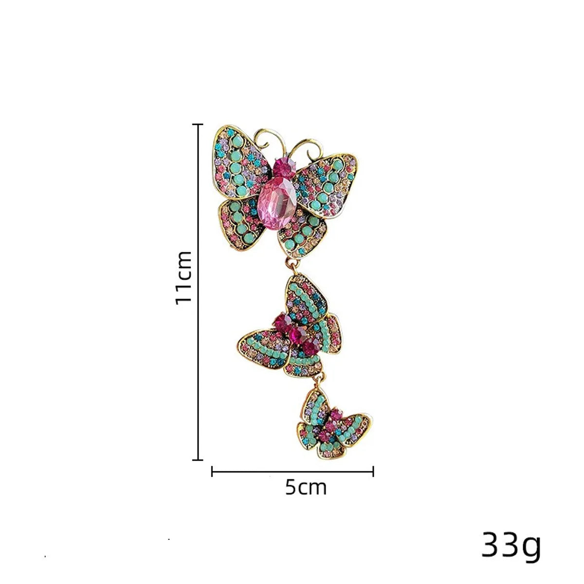 Retro Butterfly Alloy Plating Inlay Rhinestones Unisex Brooches