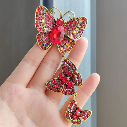 Retro Butterfly Alloy Plating Inlay Rhinestones Unisex Brooches