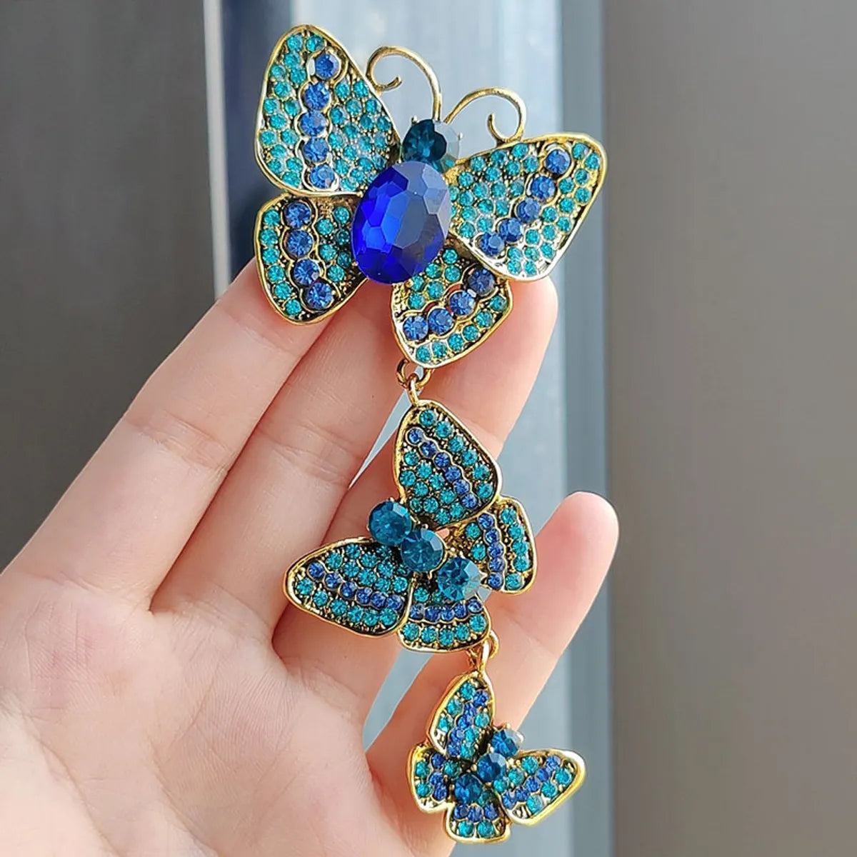 Retro Butterfly Alloy Plating Inlay Rhinestones Unisex Brooches