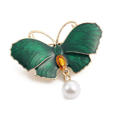 Retro Butterfly Imitation Pearl Alloy Rhinestone Women'S Brooches