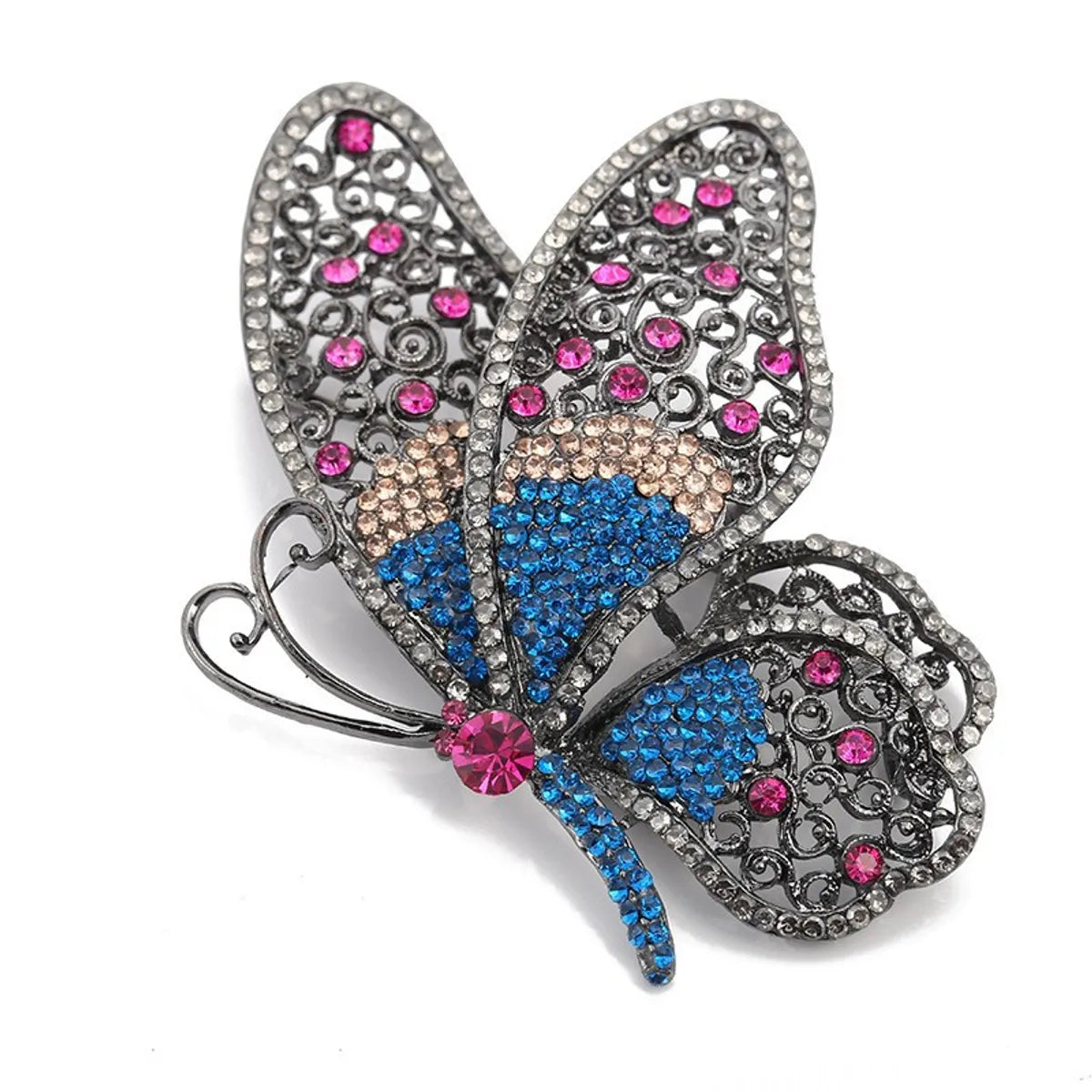 Retro Butterfly Imitation Pearl Alloy Rhinestone Women'S Brooches