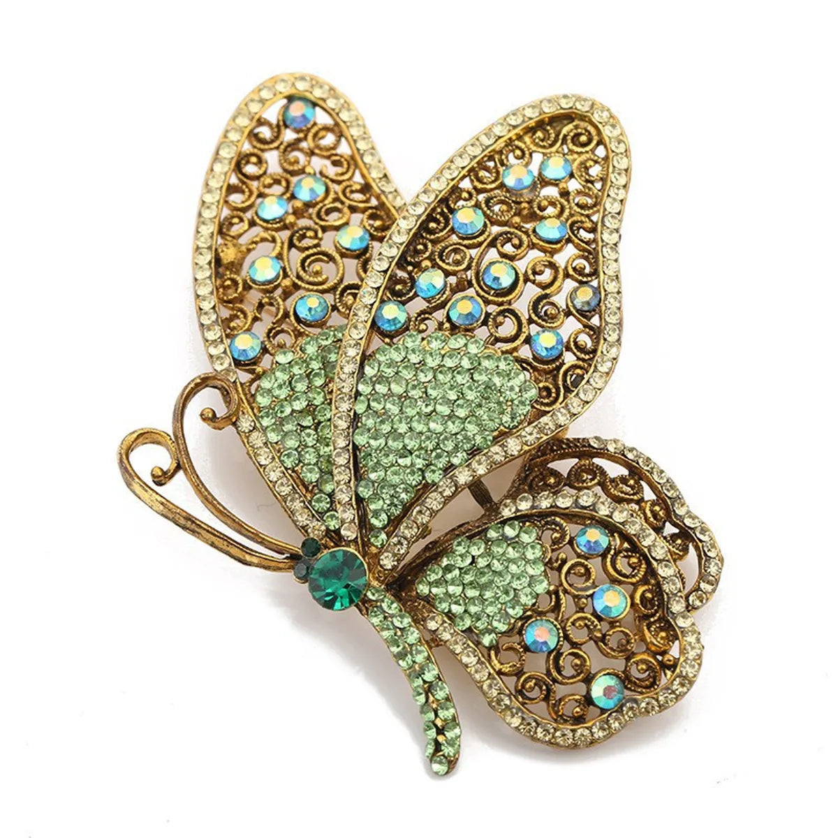 Retro Butterfly Imitation Pearl Alloy Rhinestone Women'S Brooches