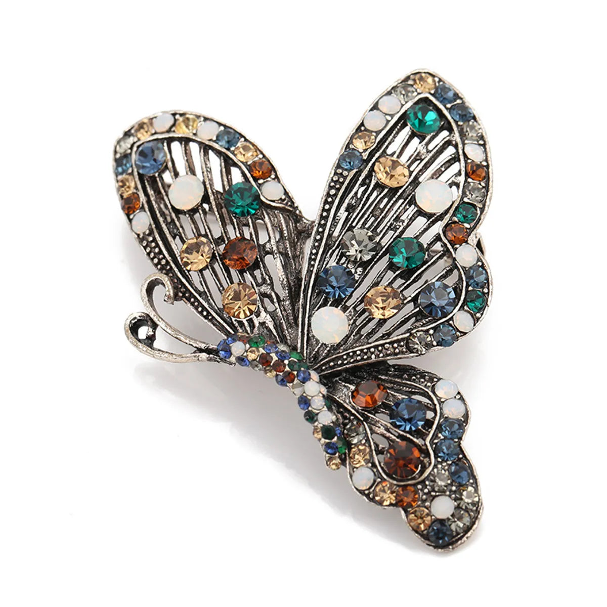 Retro Butterfly Imitation Pearl Alloy Rhinestone Women'S Brooches