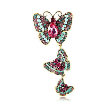 Retro Butterfly Imitation Pearl Alloy Rhinestone Women'S Brooches