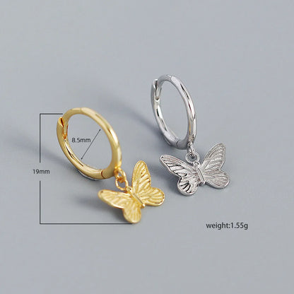 Retro Butterfly Patchwork Silver Earrings