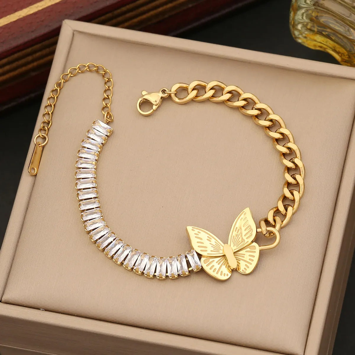 Stainless Steel 18K Gold Plated Retro Plating Butterfly Bracelets Earrings Necklace