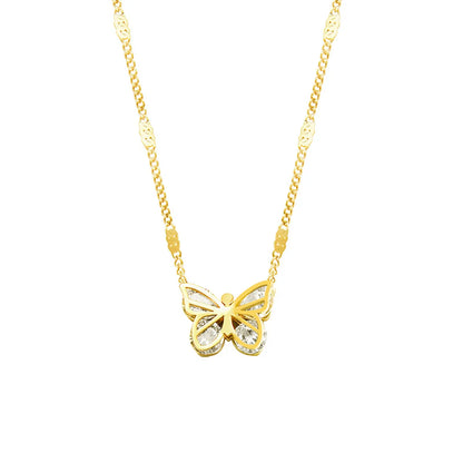 Retro Butterfly Titanium Steel Necklace Plating Zircon Stainless Steel Necklaces