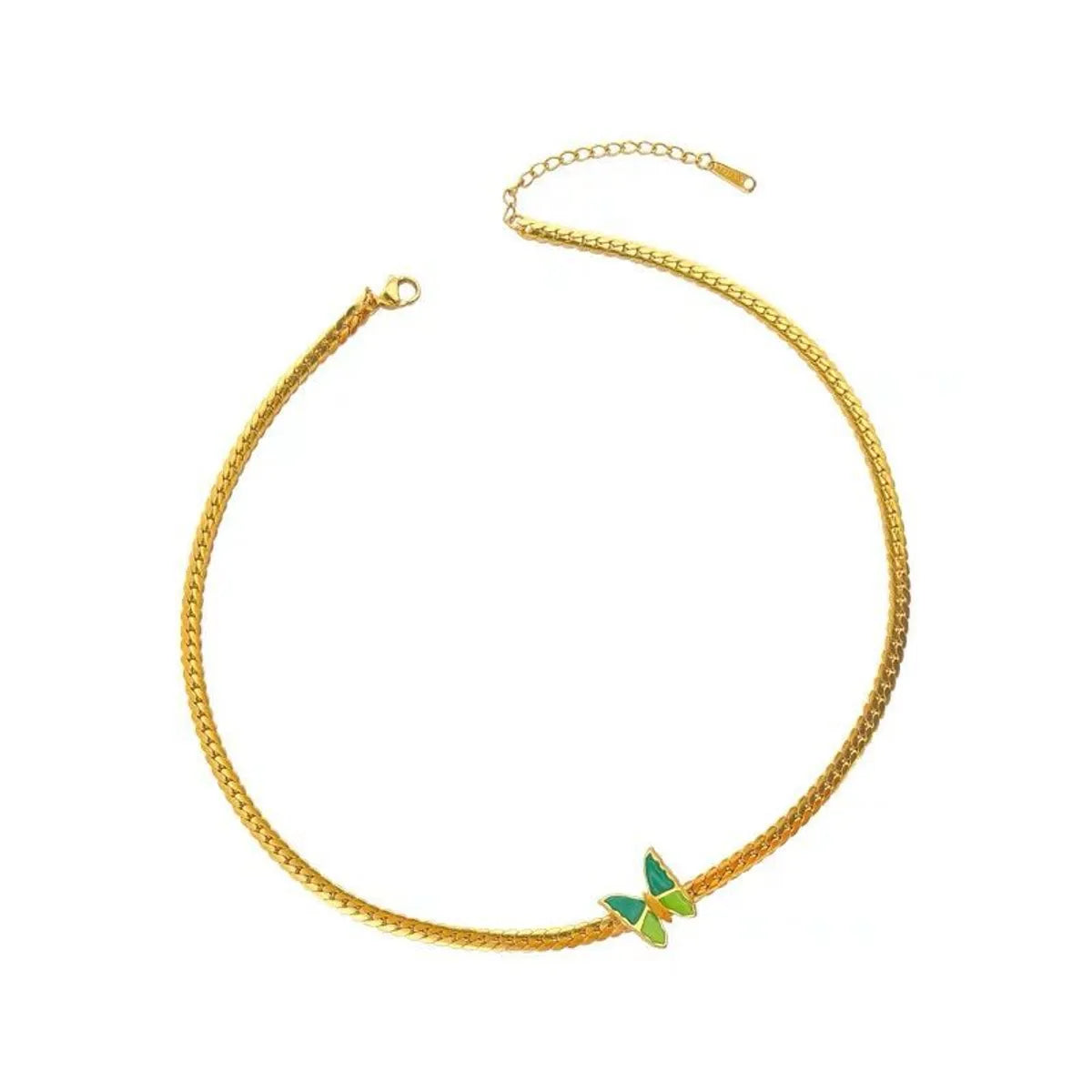 Retro Butterfly Titanium Steel Plating 18k Gold Plated Choker