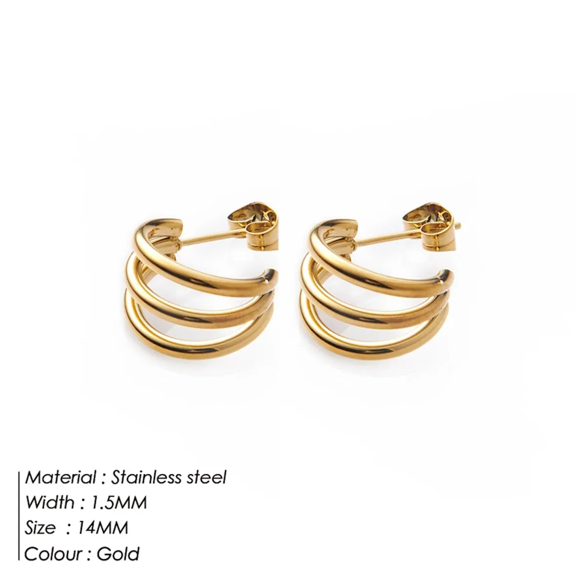 1 Pair Retro C Shape Solid Color Stainless Steel Earrings