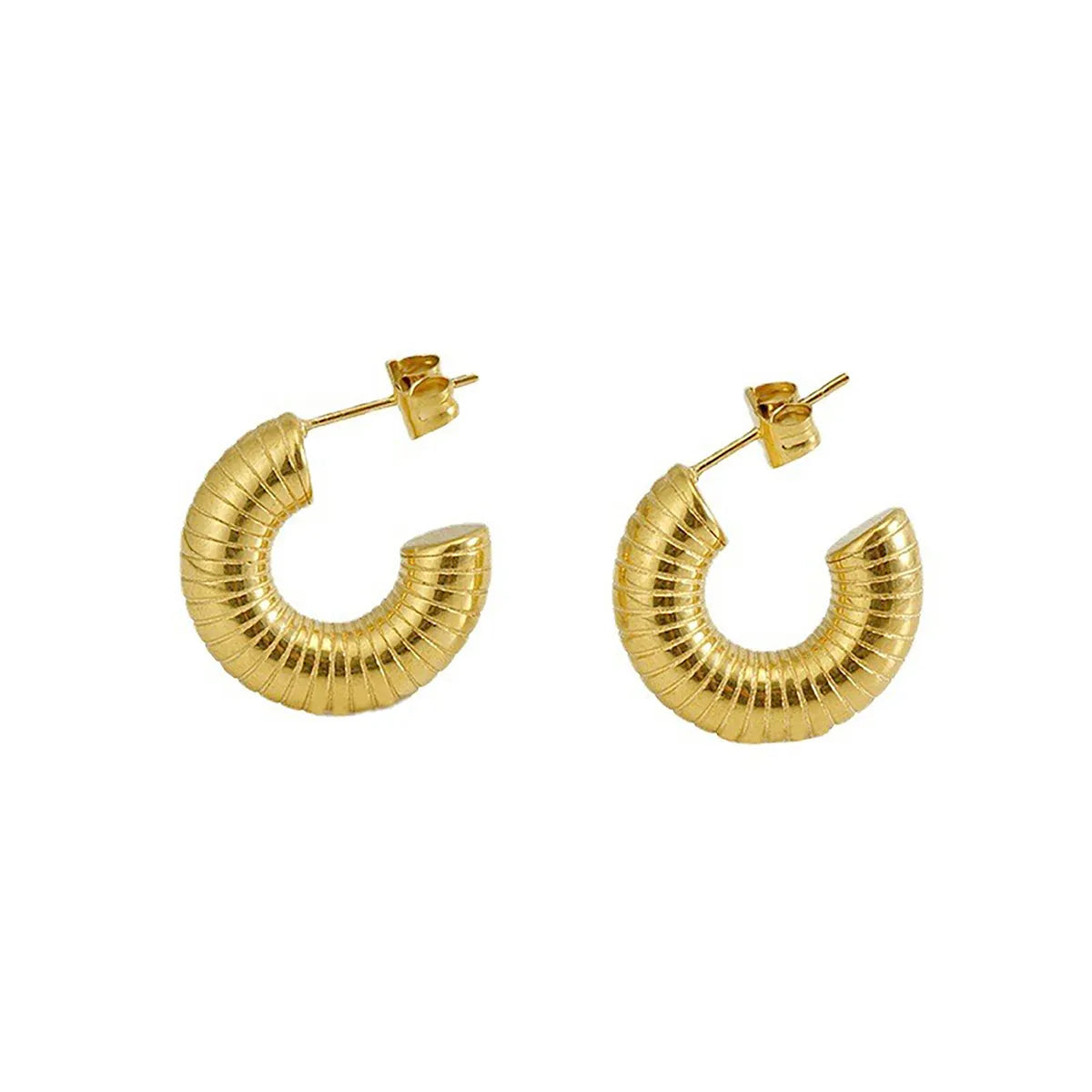 1 Pair Retro C Shape Solid Color Plating Stainless Steel 18k Gold Plated Ear Studs