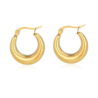 Retro C Shape Plating 304 Stainless Steel No Inlaid Earrings