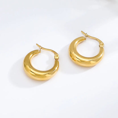 Retro C Shape Plating 304 Stainless Steel No Inlaid Earrings