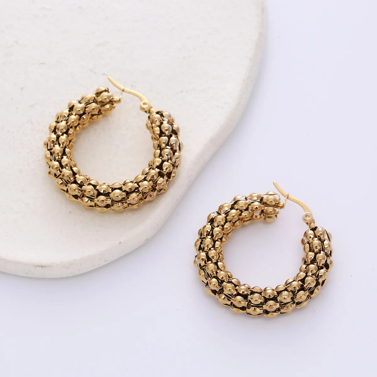 Retro C Shape Plating Titanium Steel Earrings