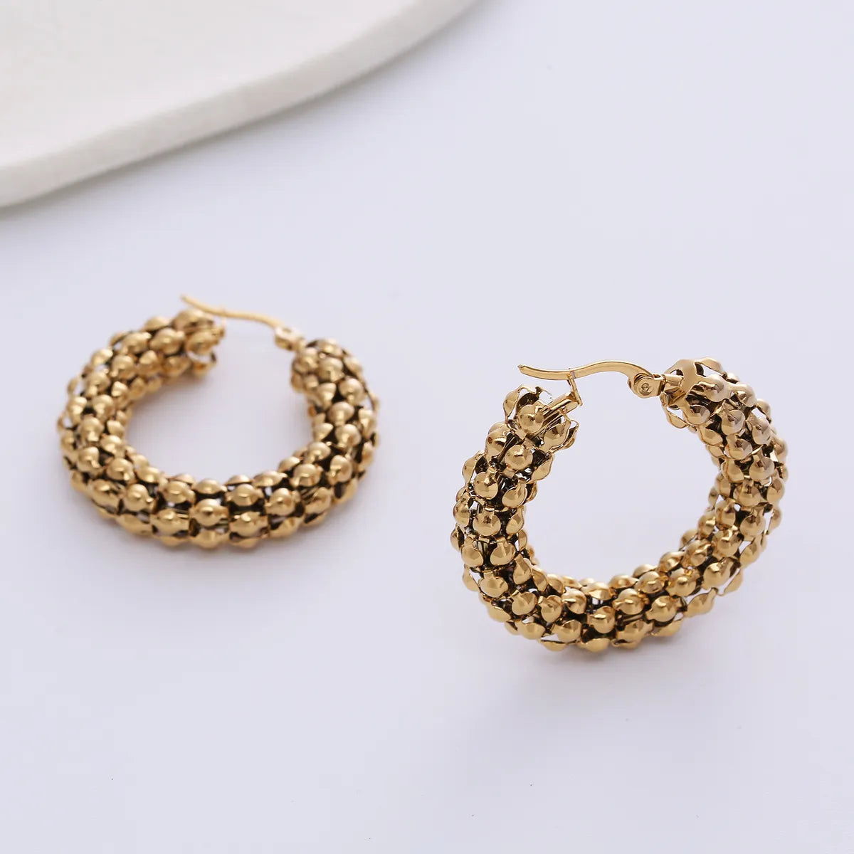 Retro C Shape Plating Titanium Steel Earrings