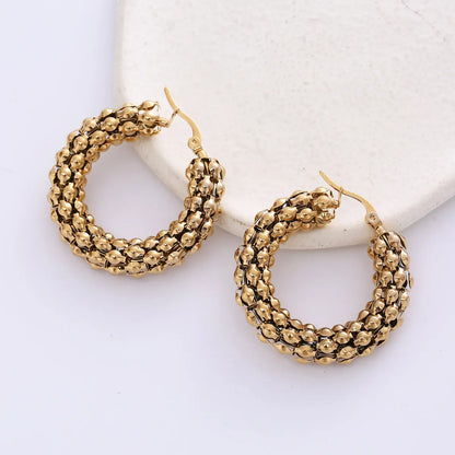 Retro C Shape Plating Titanium Steel Earrings