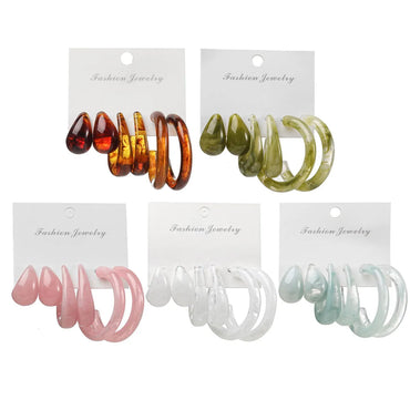 Retro C-Shape Transparent Earrings Set 3 Pairs Wholesale Nihaojewelry