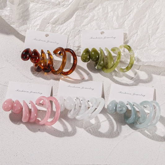 Retro C-Shape Transparent Earrings Set 3 Pairs Wholesale Nihaojewelry