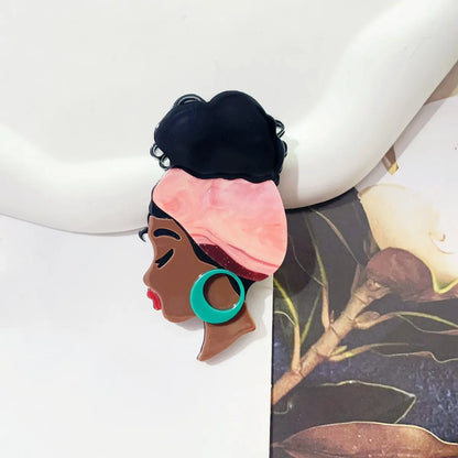 Retro Cartoon Character Arylic Women'S Brooches