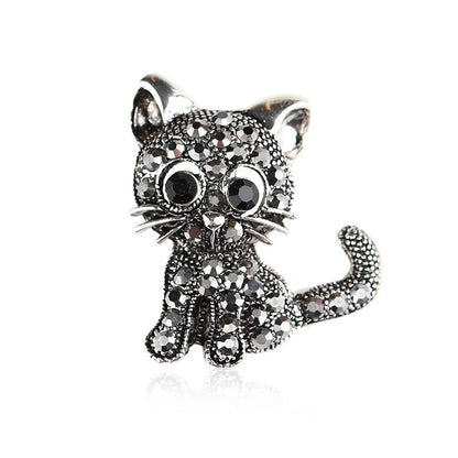 Retro Cat Alloy Plating Rhinestones Unisex Brooches