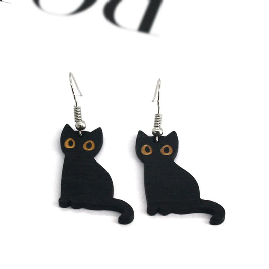 1 Pair Retro Cat Alloy Resin Patchwork Women'S Earrings