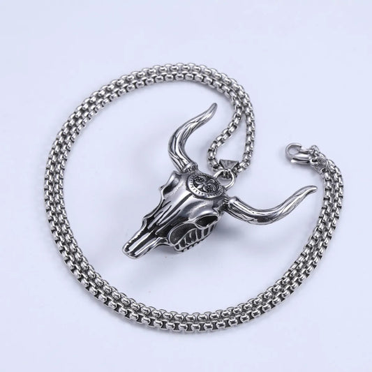 Retro Cattle Stainless Steel Pendant Necklace