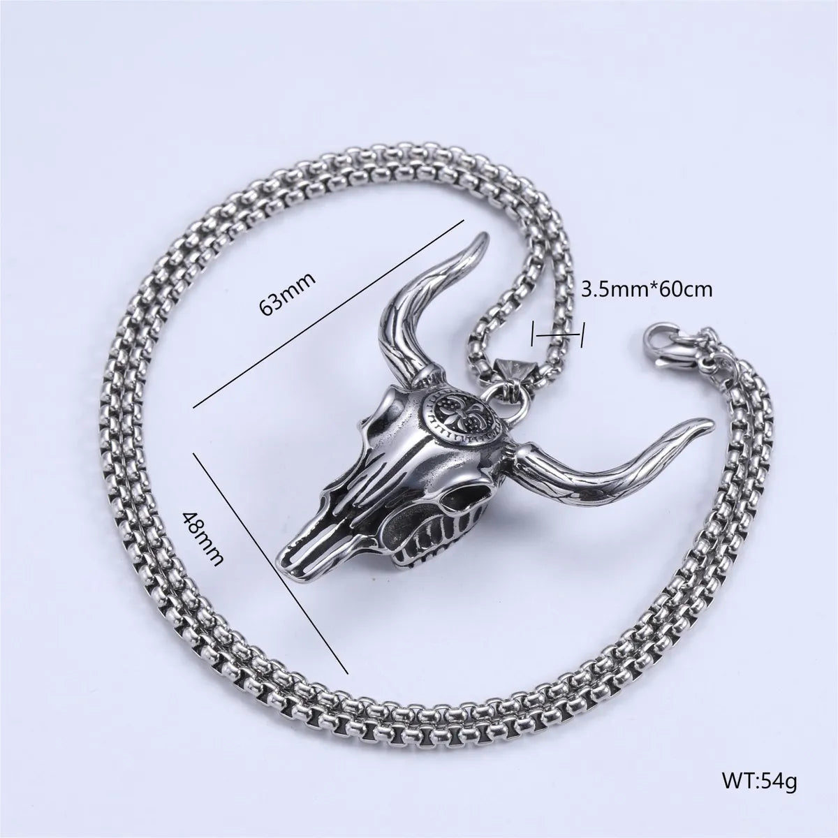 Retro Cattle Stainless Steel Pendant Necklace