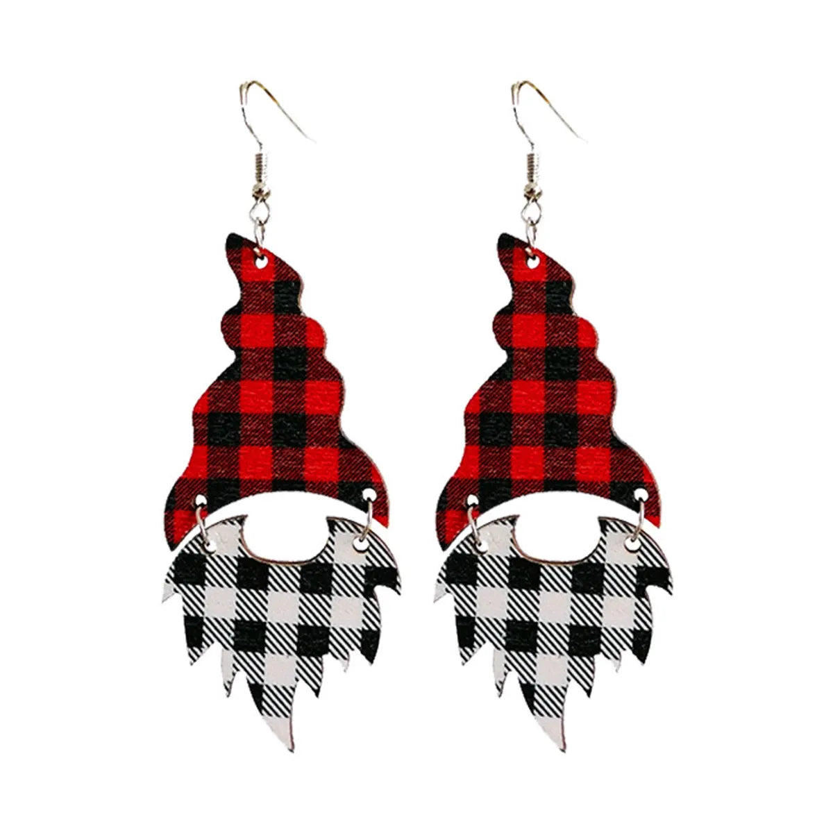 Retro Christmas Tree Plaid Leopard Wood Women's Drop Earrings 1 Pair