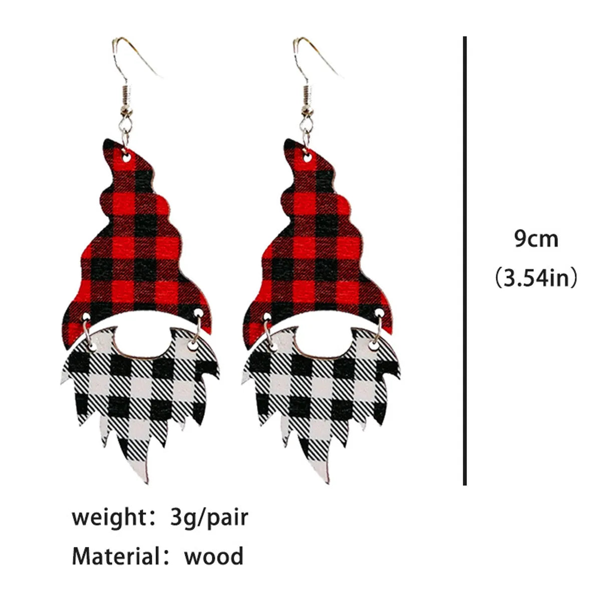 Retro Christmas Tree Plaid Leopard Wood Women's Drop Earrings 1 Pair