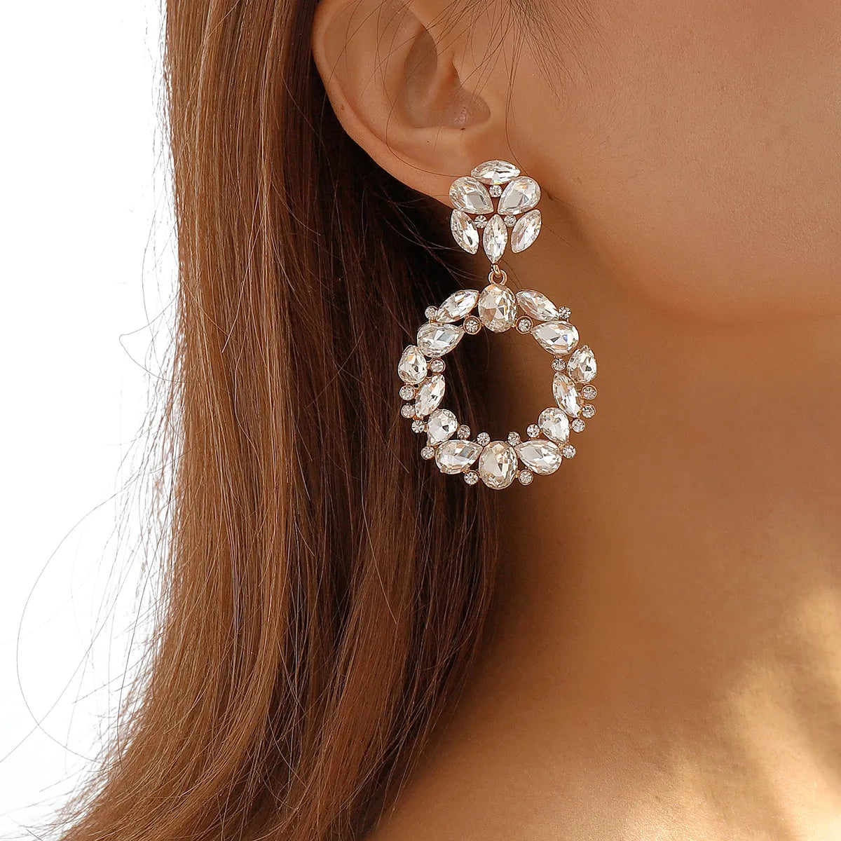 Retro Circle Alloy Plating Rhinestones Women's Drop Earrings 1 Pair